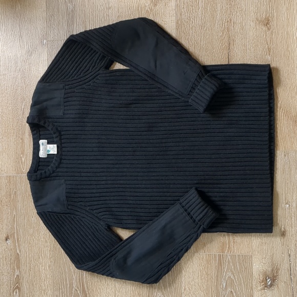 EUC LL Bean Commando Black Ribbed Sweater Merino Wool Small - Picture 2 of 9